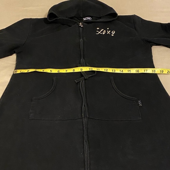XOXO Loungewear Robe Coverup Zip Front Hoodie Black/Silver Sz M - Picture 6 of 9